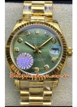 Rolex Datejust 278278 31MM Swiss Replica in 904L Steel Yellow Gold in Green Dial - 1:1 Mirror Replica