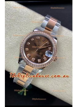 Rolex Datejust 278381 31MM Swiss Replica in 904L Steel Two Tone Rose Gold Brown Dial 1:1 Mirror Replica