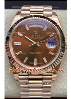 Rolex Day Date 40MM 228235 Rose Gold in Brown Dial 1:1 Mirror Replica Watch