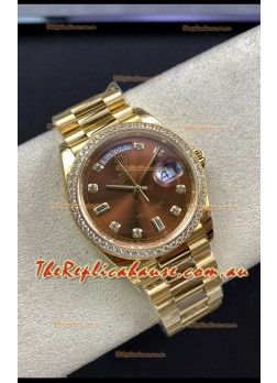 Rolex Day Date 36MM Yellow Gold M128348RBR-0005 in Brown Dial 1:1 Mirror Replica Watch