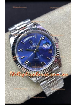 Rolex Day Date M228206-0015 904L Steel 40MM - Blue Dial 1:1 Mirror Replica