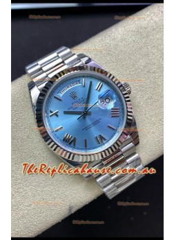 Rolex Day Date M228236-0012 904L Steel 40MM - Ice Blue Dial 1:1 Mirror Replica