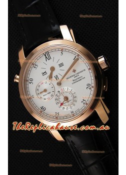 Vacheron Constantin Malte Dual Time Regulator Pink Gold Swiss Replica Watch 