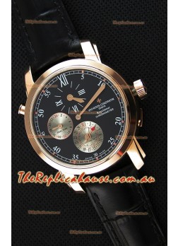 Vacheron Constantin Malte Dual Time Regulator Pink Gold Swiss Replica Watch 