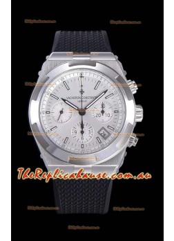 Vacheron Constantin Overseas Chronograph White Dial Swiss Replica Watch - Rubber Strap