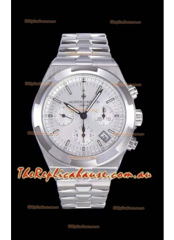 Vacheron Constantin Overseas Chronograph White Dial Swiss Replica Watch - Stainless Steel Strap