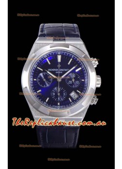 Vacheron Constantin Overseas Chronograph Blue Dial Swiss Replica Watch - Leather Strap
