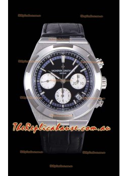Vacheron Constantin Overseas Chronograph Black Dial Swiss Replica Watch - Leather Strap
