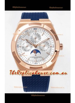 Vacheron Constantin Overseas Perpetual Calendar Ultra-Thin Steel Dial Rose Gold Casing Replica