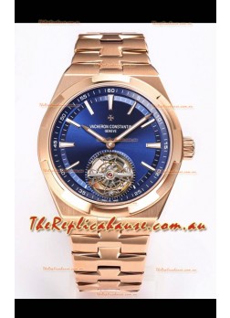 Vacheron Constantin Overseas Tourbillon Rose Gold in Blue Dial Gold Strap 1:1 Mirror Replica