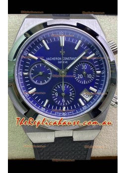 Vacheron Constantin Overseas Chronograph 904L Steel Blue Dial Swiss Replica Watch - Rubber Strap