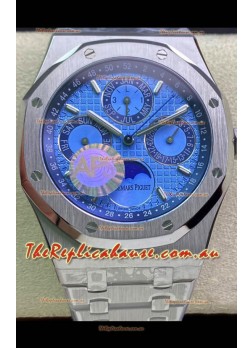 Audemars Piguet Royal Oak Perpetual Calendar Swiss Replica Steel Casing Watch in Steel Blue Dial 