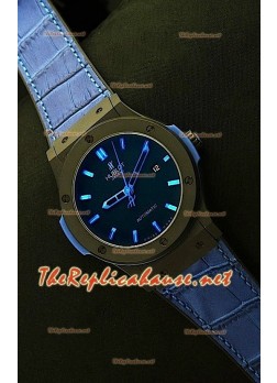 Hublot Big Bang Swiss Watch in PVD Casing - Blue Strap 44.5MM