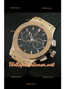 Hublot Classic Fusion Swiss Watch Black Dial Pink Gold Case