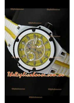 Hublot King Power Ferrari Edition Swiss Replica Watch - White/Yellow Strap