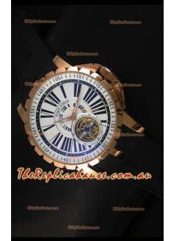 Roger Dubuis Excalibur Tourbillon Watch - Rose Gold Plating White Dial