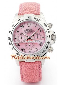 Rolex Daytona Pink Leather Mens Wristwatch ROLX207