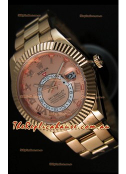 Rolex Sky-Dweller 18K Rose Gold Watch in Salmon Dial Roman Numerals