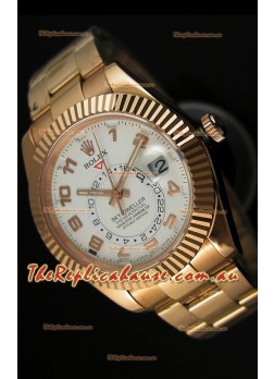 Rolex Sky-Dweller 18K Rose Gold Watch in White Dial Arabic Numerals