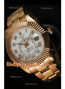 Rolex Sky-Dweller 18K Rose Gold Watch in White Dial Roman Numerals