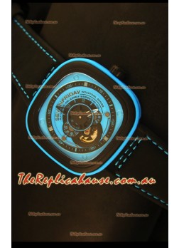 SevenFriday P-32 Black and Blue with Original Miyota 82S7 Movement - 1:1 Mirror Quality