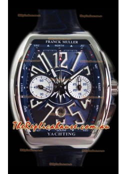 Franck Muller Vanguard Chronograph 904L Steel Blue Dial Swiss Timepiece 