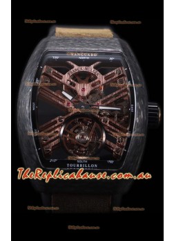 Franck Muller Vanguard Skeleton Tourbillon Black Carbon Swiss Replica Timepiece