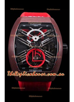 Franck Muller Vanguard Skeleton Tourbillon Red Carbon Swiss Replica Timepiece