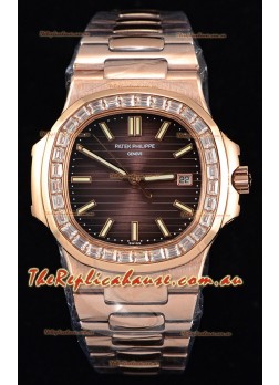 Patek Philippe Nautilus 5711/1R 1:1 Mirror Timepiece Baguette Diamonds Bezel
