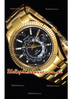Rolex SkyDweller Swiss Timepiece in 18K Yellow Gold Case - DIW Edition Black Dial 