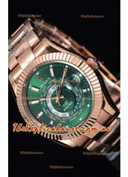 Rolex SkyDweller Swiss Timepiece in 18K Rose Gold Case - DIW Edition Green Dial 