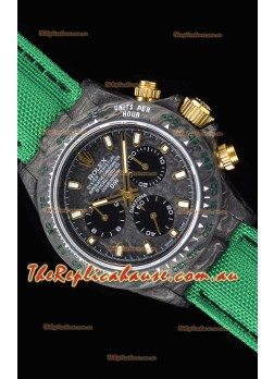Rolex Daytona DiW Forged Cabon Casing 1:1 Mirror Replica with Green Nylon Strap 