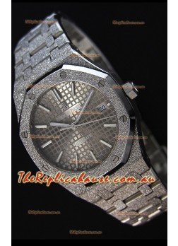 Audemars Piguet Royal Oak Frosted Self-Winding White Gold Grey Dial 1:1 Mirror Replica Watch 