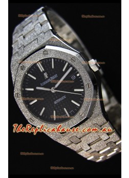 Audemars Piguet Royal Oak Frosted Self-Winding White Gold Black Dial 1:1 Mirror Replica Watch 