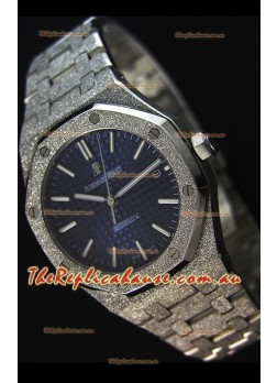 Audemars Piguet Royal Oak Frosted Self-Winding White Gold Blue Dial 1:1 Mirror Replica Watch 