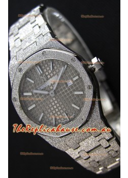 Audemars Piguet Royal Oak Frosted White Gold QUARTZ Watch 33MM Grey Dial - 1:1 Mirror Replica 