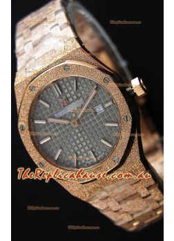 Audemars Piguet Royal Oak Frosted Rose Gold QUARTZ Watch Grey Dial 33MM - 1:1 Mirror Replica 