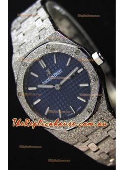 Audemars Piguet Royal Oak Frosted White Gold QUARTZ Watch Navy Blue 33MM - 1:1 Mirror Replica 