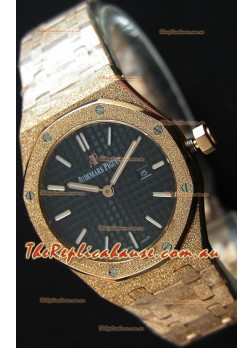 Audemars Piguet Royal Oak Frosted Rose Gold QUARTZ Watch Black Dial 33MM - 1:1 Mirror Replica 