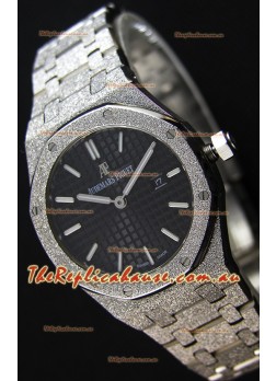 Audemars Piguet Royal Oak Frosted White Gold QUARTZ Watch Black Dial 33MM - 1:1 Mirror Replica 