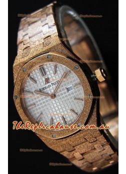 Audemars Piguet Royal Oak Frosted Rose Gold QUARTZ Watch White Dial 33MM - 1:1 Mirror Replica 