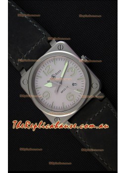 Bell & Ross BR03-92 Horolum Grey Dial Leather Strap Swiss Replica Watch 1:1 Mirror Replica