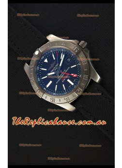 Breitling Avenger II BlackSteel GMT Swiss Replica Watch Nylon Strap 1:1 Mirror Replica Watch