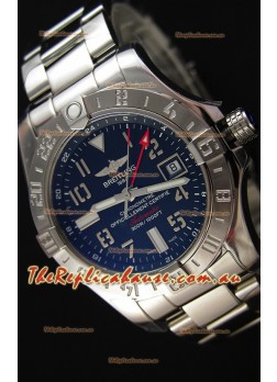 Breitling Avenger II GMT Swiss Replica Watch in Black Dial Steel Strap 1:1 Mirror Replica Version