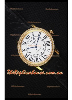 Cartier "Ronde De Cartier" Yellow Gold Case watch with Lab Created Diamonds Bezel