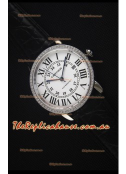 Cartier "Ronde De Cartier" Stainless Steel Case watch with Lab Created Diamonds Bezel