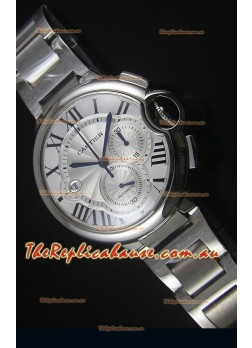 Ballon De Cartier Chronograph in Stainless Steel Case White Dial - 1:1 Mirror Replica