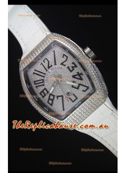 Franck Muller Vanguard Swiss Replica Watch in Diamonds Encrusted Dial