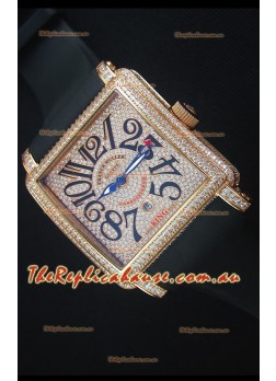 Franck Muller Conquistador King Automatic Watch in Pink Gold with Nylon Strap