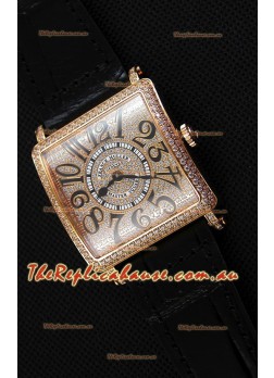 Franck Muller Master of Sqaure Ladies Quartz Replica Watch in Pink Gold Case